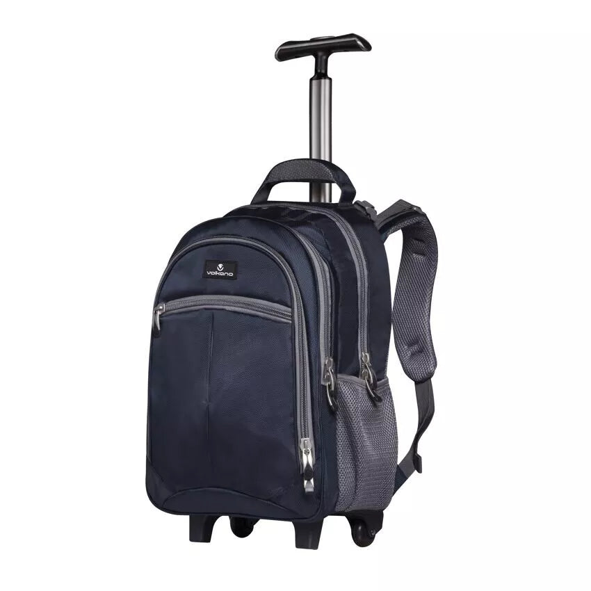 Volkano Trolley Backpack 35L Navy/Grey Carry On Travel 2 Bottle Storage