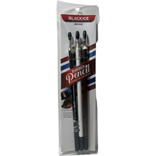 Black Ice #BPENSET Barber Pencil Set Black/White/Brown 3 Piece Set