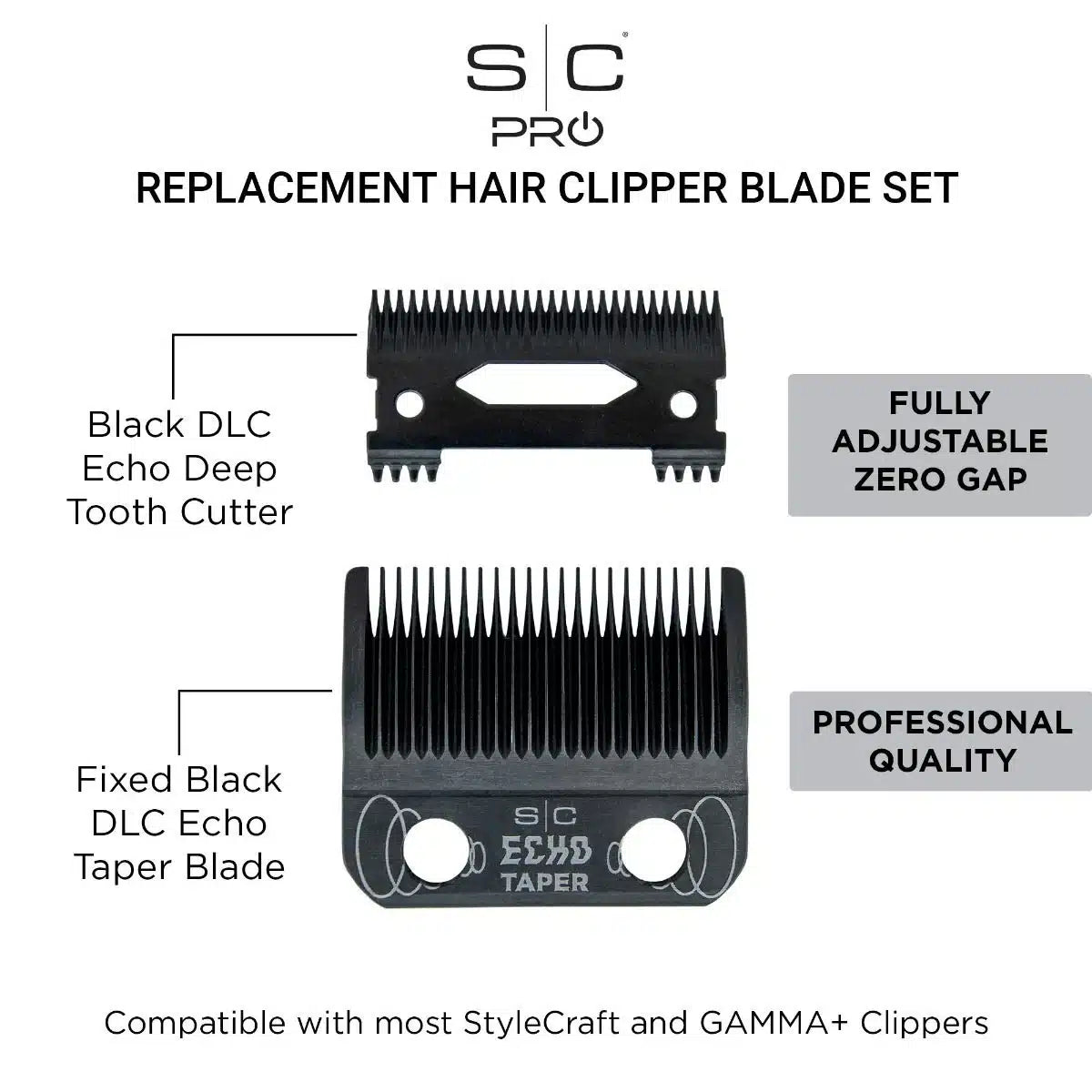 StyleCraft SC553B Echo Taper & Echo Deep Black Diamond Anti-Corrosive Blade