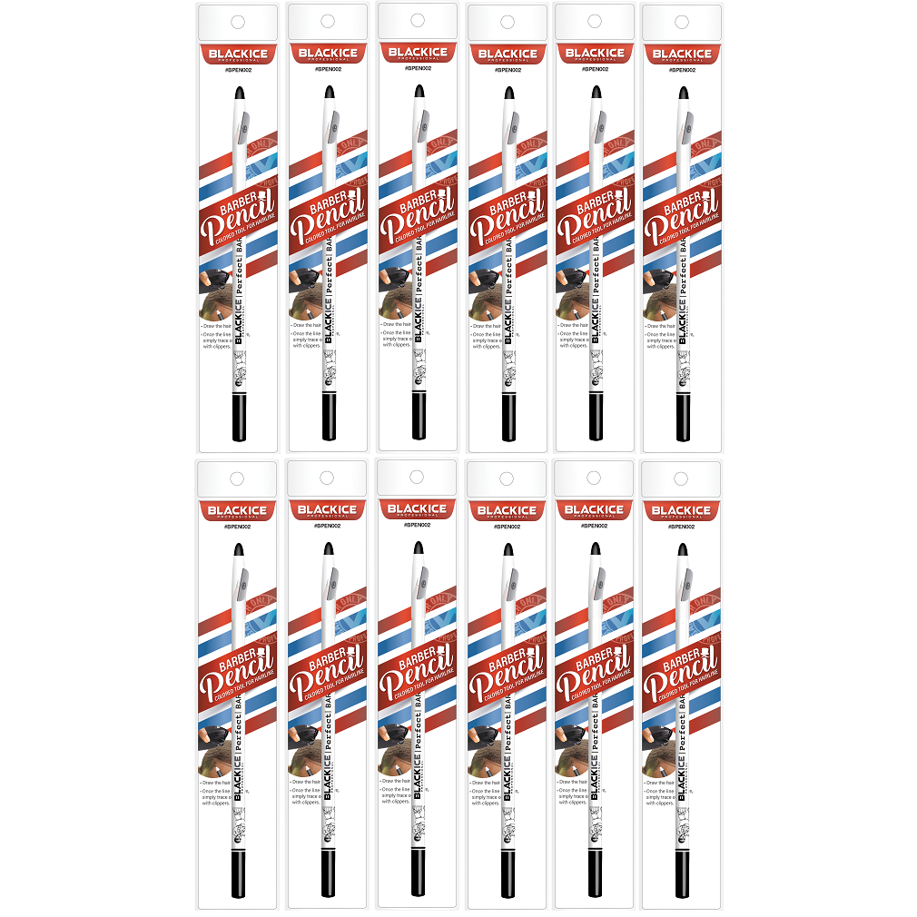 Black Ice Barber Pencil Edge White Colored Tool For Hairline 12-Pack