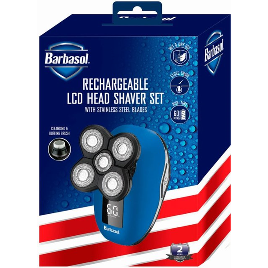 Barbasol Rechargeable LCD 5 Head Wet/Dry Electric Shaver With Stainless Blades