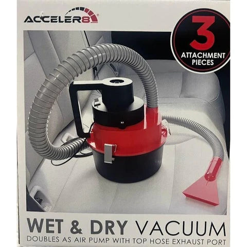 Acceler8 E-916 Auto Wet & Dry Shop Vacuum 3 Attachment Pieces Included