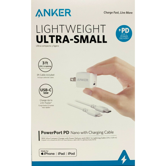 Anker Lightweight Ultra-Small 18W USB-C PowerPort PD Nano Charging Cable F1A