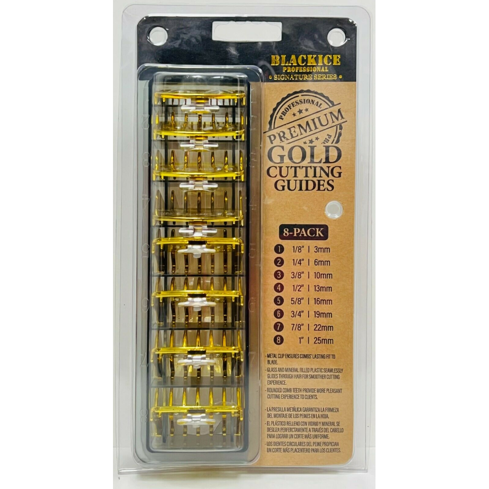 Black Ice BIC031 8-PACK Premium Gold Cutting Guides Metal With Organizer