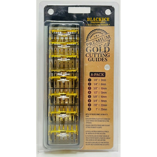 Black Ice BIC031 8-PACK Premium Gold Cutting Guides Metal With Organizer