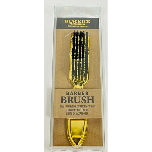 Black Ice Stylist Barber Brush Gold Soft Bristles For Barbers