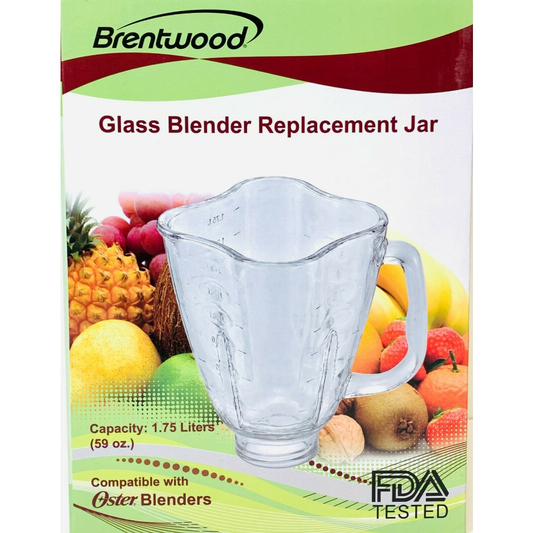 Brentwood P-OST-720 1.75 Liter Glass Blender Jar Replacement Compatible with Oster® Blenders