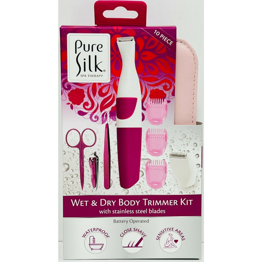 Pure Silk Wet & Dry Body Trimmer Kit Stainless Steel Blades Battery Operated
