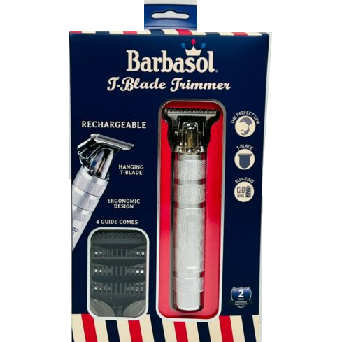 Barbasol CBT1-6002-SLV T-Blade Trimmer Rechargeable Zero Gapped 4 Guide Combs