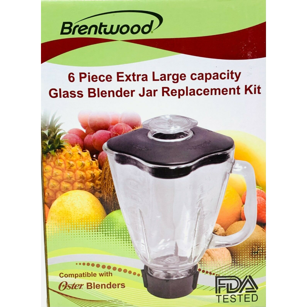 Brentwood P-OST723 6-piece Extra Large Capacity Glass Blender Glass Jar Replacement Kit