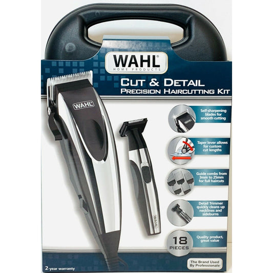 Wahl 9243-6208 Cut & Detail 18 Pieces Precision Haircutting Kit Clipper Trimmer