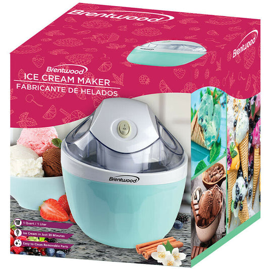 Brentwood TS-1410BL 1 Quart Ice Cream and Sorbet Maker, Frozen Yogurt 120V