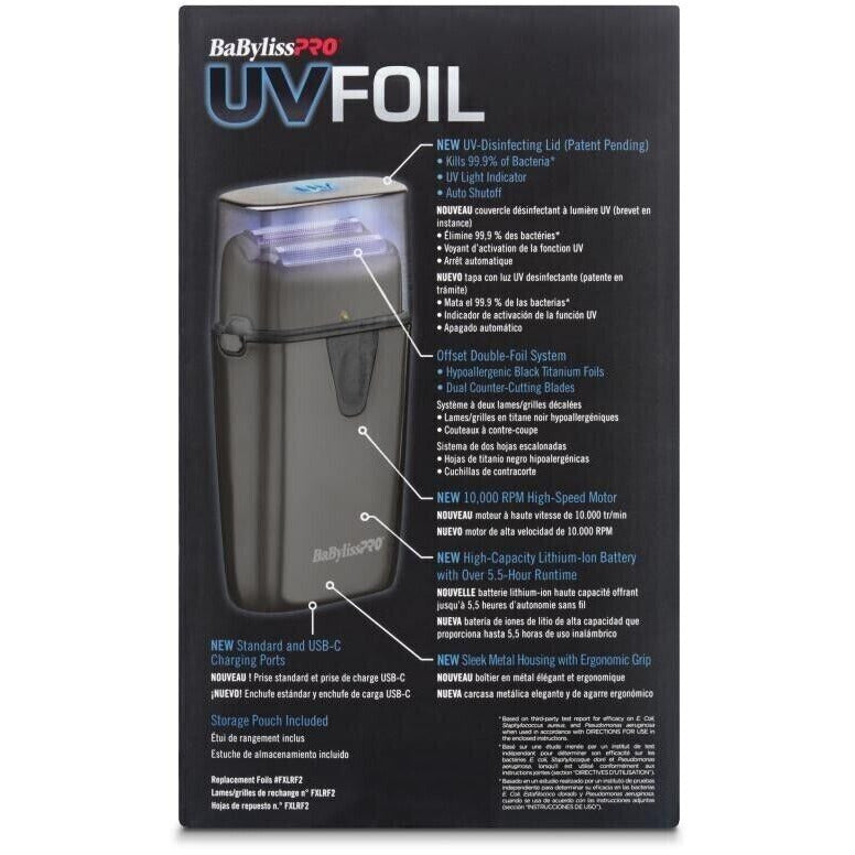 BaBylissPRO FXLFS1 UVFoil UV-Disinfecting Metal Single-Foil Shaver 10,000RPM