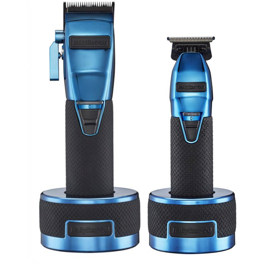 BaBylissPRO BlueFX Boost+ Limited Edition Clipper & Trimmer Set w/ Charging Base