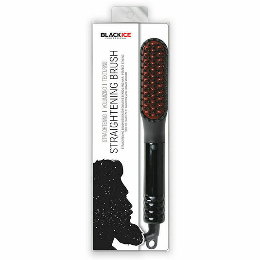 Black Ice Professional Straightening Brush Designed for Men's Hair & Beard