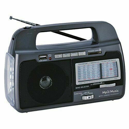 Supersonic SC-1082 AM/FM/SW 1-7 9 Band Rechargeable Radio+USB/SD+Flashlight