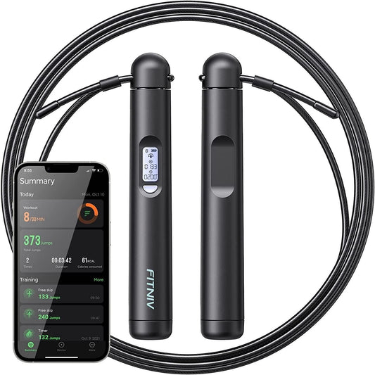 Fitniv JR02 Smart Jump Rope Accurate Calorie Counter Braided Steel Construction
