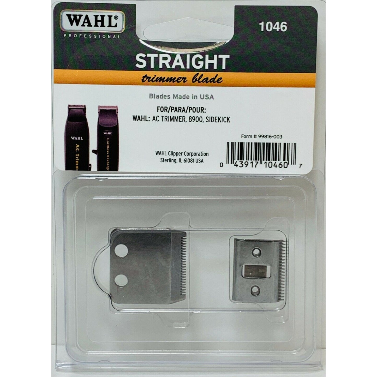 Wahl Straight Trimmer Blade 2-Hole Blade For 8900 Sidekick AC Trimmer #1046