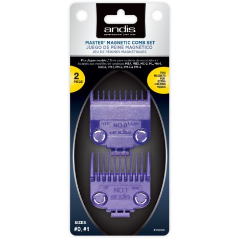 Andis Master Magnetic Comb Set Clipper Guard Guide Purple Comb Set #01900