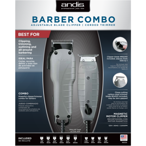 Andis 66325 Barber Clipper/Trimmer Combo Adjustable Blade Clipper Corded